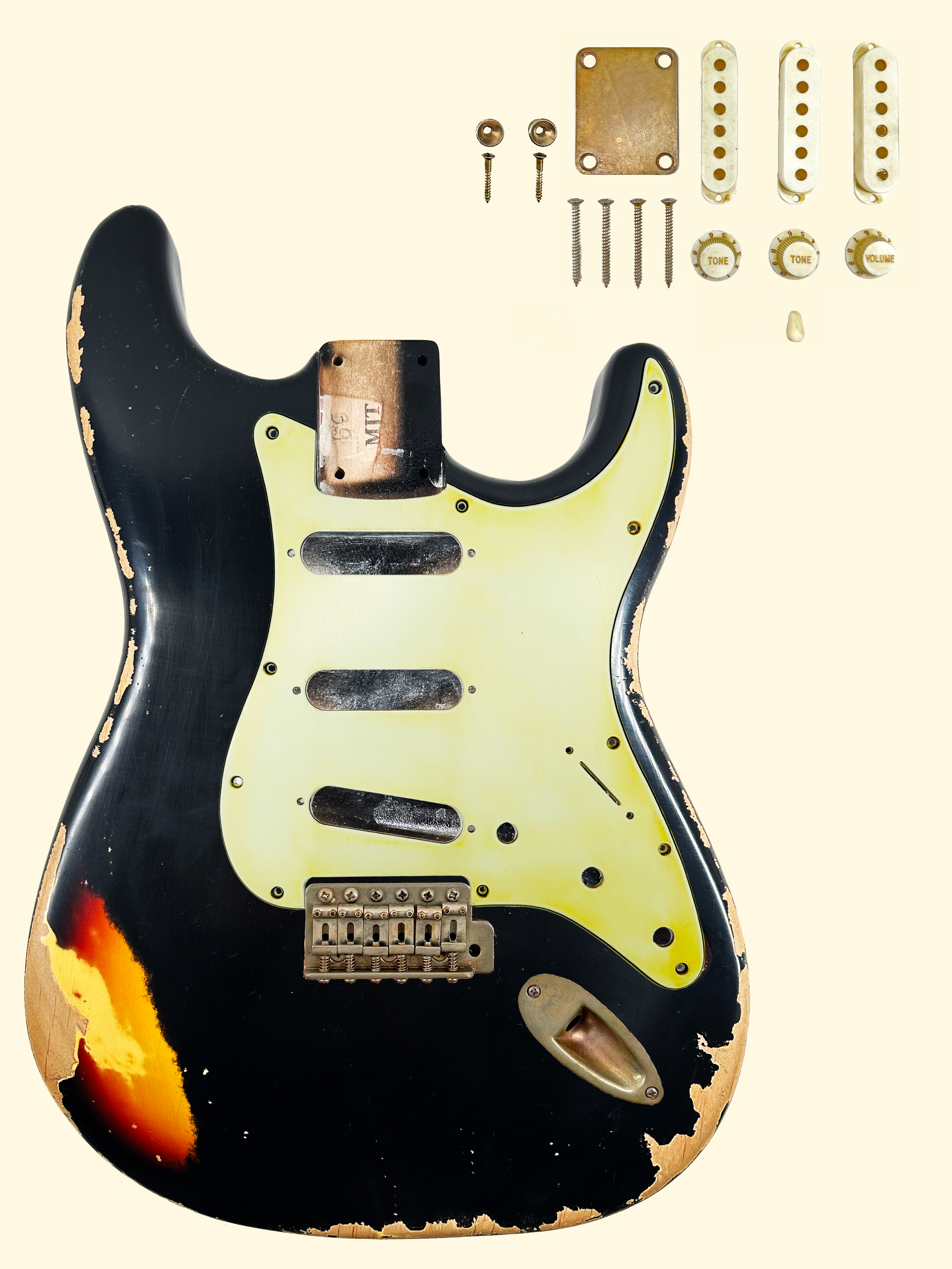 Black over 3 Tone Sunburst VTS Body — MJT Aged Guitars
